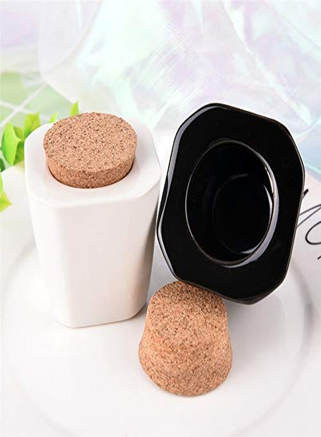 USRommaner 1 Pcs Porcelain Nail Art Dappen Dish,Mini Nail Art Acrylic Liquid Powder Dappen Dish with Anti-evaporation Wooden Cork Top Monomer Dish Glitter Powder Container Holder (White) - Image 4